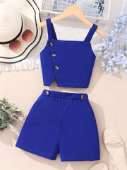 Girls Sleeveless Top & Shorts Set for Vacation Outfit