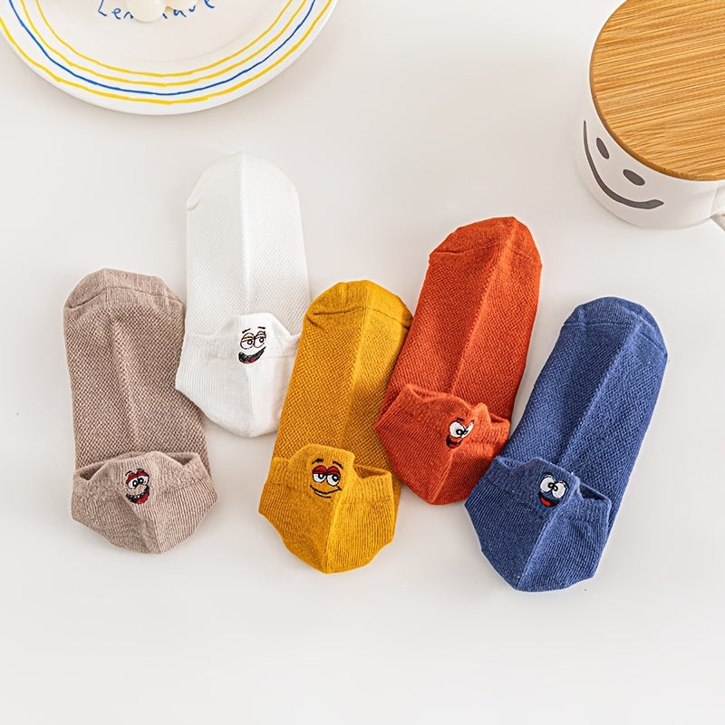 5pairs Kids Breathable Sweat Absorption Low Cut Ankle Socks