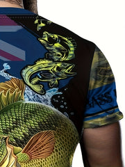Fish Print Men's Short Sleeve T-shirt Graphic Tee Summer Clothes