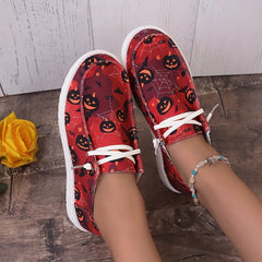 Halloween Pumpkin Pattern Canvas Slip On Shoes Mama Shoes