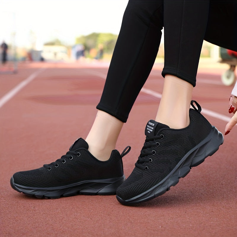 Women's Lace-Up Running Shoes Breathable Fitness Gym Sneakers