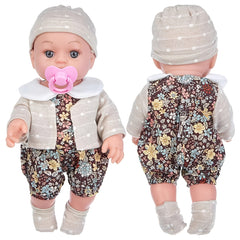 12 Lifelike Reborn Baby Doll with Floral Outfit and Knitted Hat
