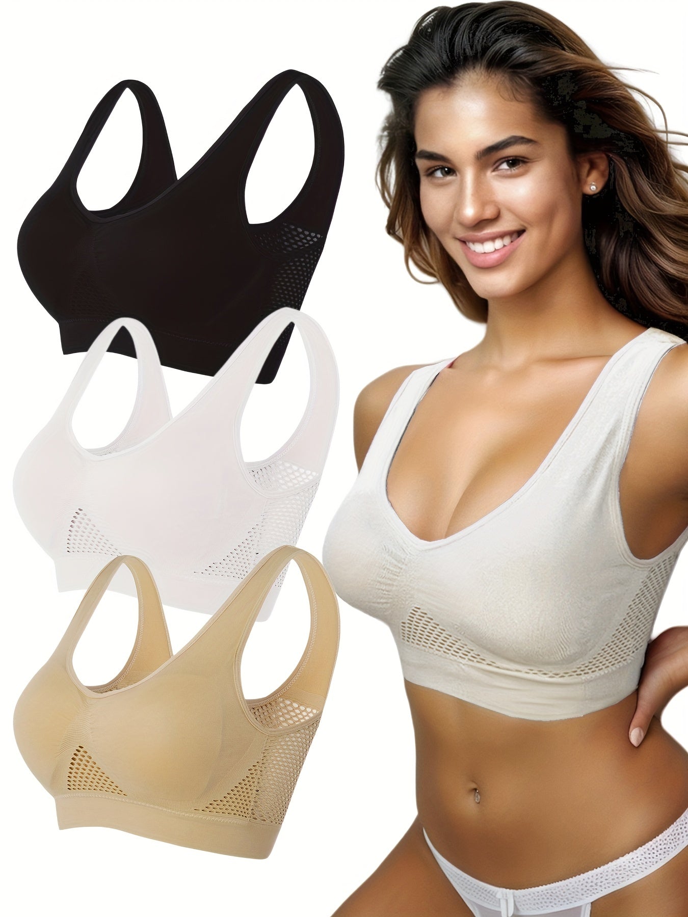 Women's V Neck Sports Bra High Strength Shockproof Yoga Tank Top Vest