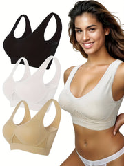 Women's V Neck Sports Bra High Strength Shockproof Yoga Tank Top Vest