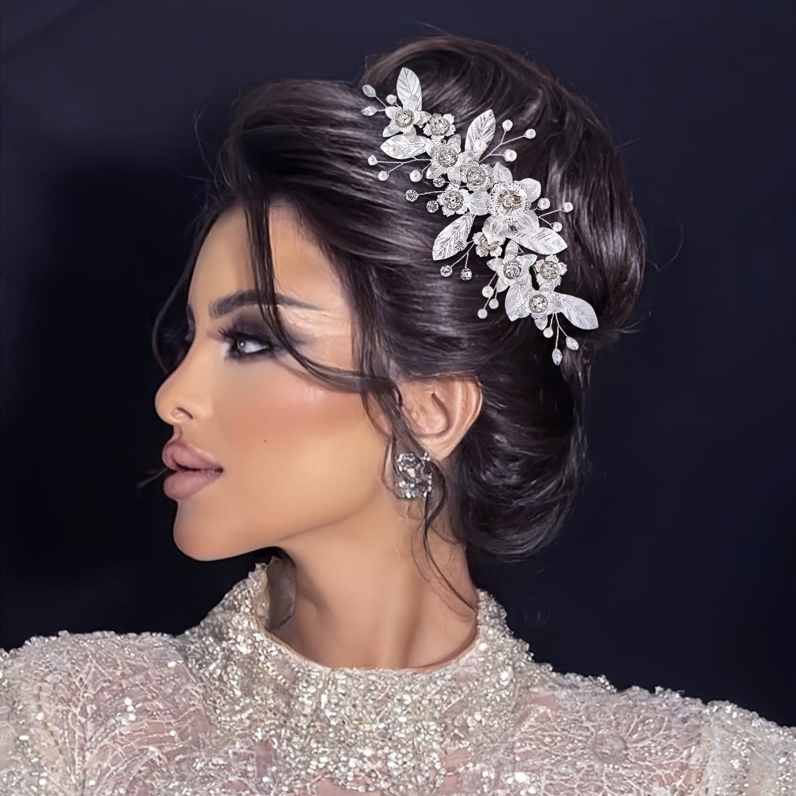 Boho Bridal Hair Comb w/ Sequined Leaves - Ideal for Vale