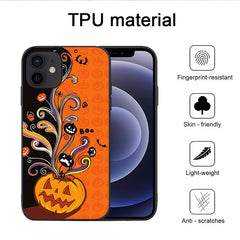Scary Pumpkin Bat Pattern Anti-Scratch Case for iPhone 11 12 13 14