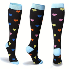 6-Pair Cartoon Compression Calf Socks for Sports, Nursing, Hiking