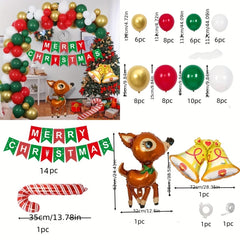Red Golden Garland Balloon Chain Christmas Party Decoration Set