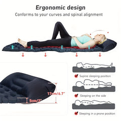 Ultralight Inflatable Sleeping Mat with Built-In Pillow for Outdoor Travel