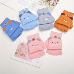 Kids' Cartoon Bear Cashmere Gloves for 3-6 Years