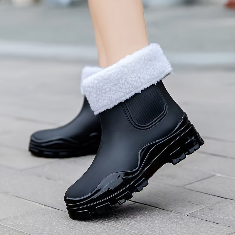 Women's Winter Rain Boots Waterproof Non slip And Fleece Lined