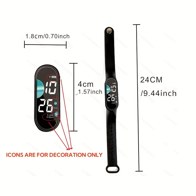 3pcs Silicone Strap Plastic Case Electronic Watch Set