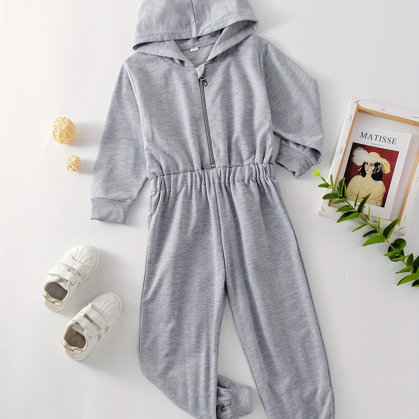 Girls Hoodie Jumpsuit with Elastic Waist - Kids Casual Summer Outfit