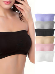 6pcs Seamless Bandeau Bras Soft Stretch Everyday Bra Women's Lingerie