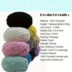 3 x 150g Hand Knitting 100% Polyester Yarn Milk Cotton - Hats Bags Trinkets
