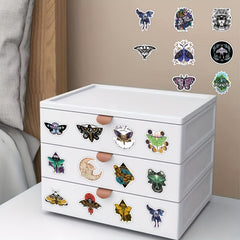 50pcs Vinyl Moth Stickers for Notebook Water Bottle