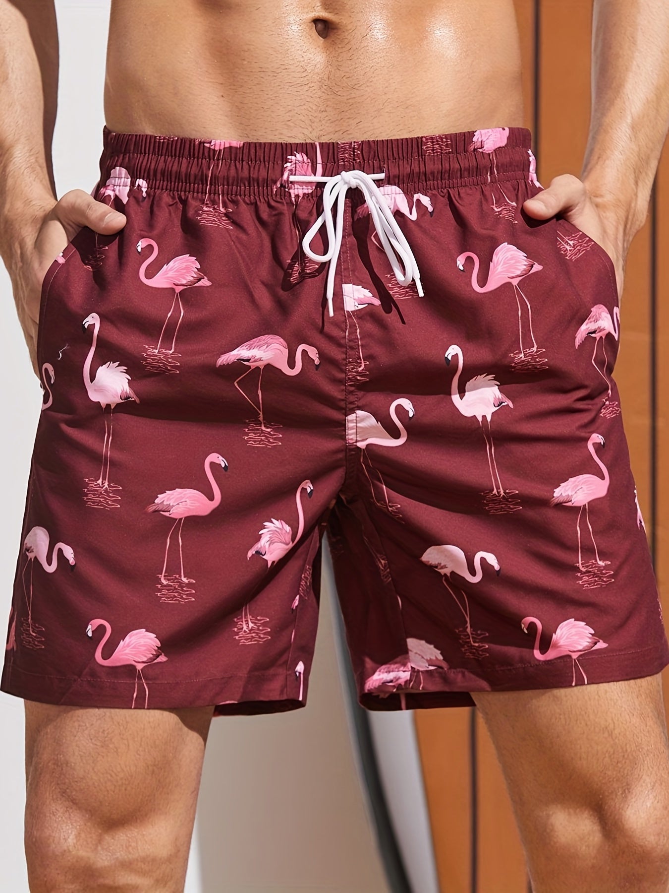Coconut Palm Pattern Beach Shorts Men's Casual Waist Drawstring Summer Resort