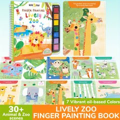 Lively Zoo Finger Painting Book 30 Scenes Washable Non Toxic Quiet Book
