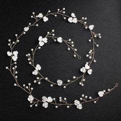 Pearl Bridal Hair Vine Headband Flower Hair Piece