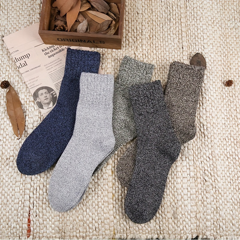 5 Pairs Winter Warm Socks Casual Knit Socks Outdoor Socks Thick Warm Socks