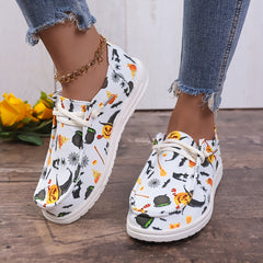 Women's Halloween Style Skateboarding Shoes with Pumpkin Bat Spider Pattern