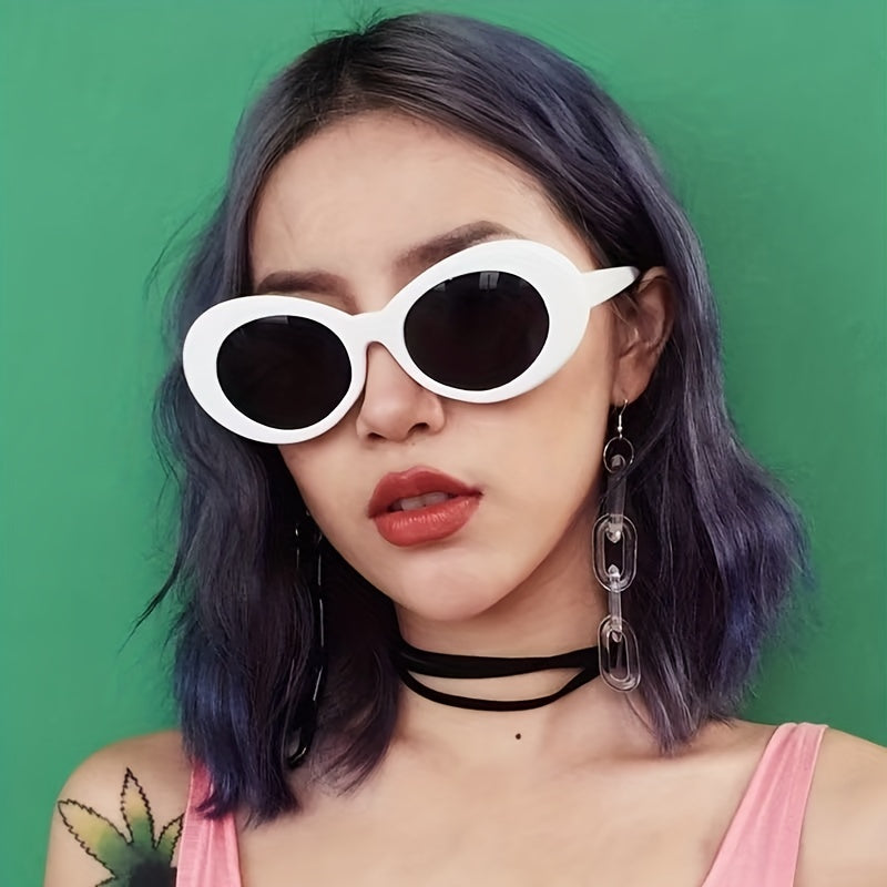 Oval Thick Frame Sunglasses Y2k Oval Sunglasses Round Lens Clout Glasses Goggles