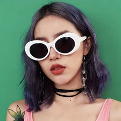 Oval Thick Frame Sunglasses Y2k Oval Sunglasses Round Lens Clout Glasses Goggles