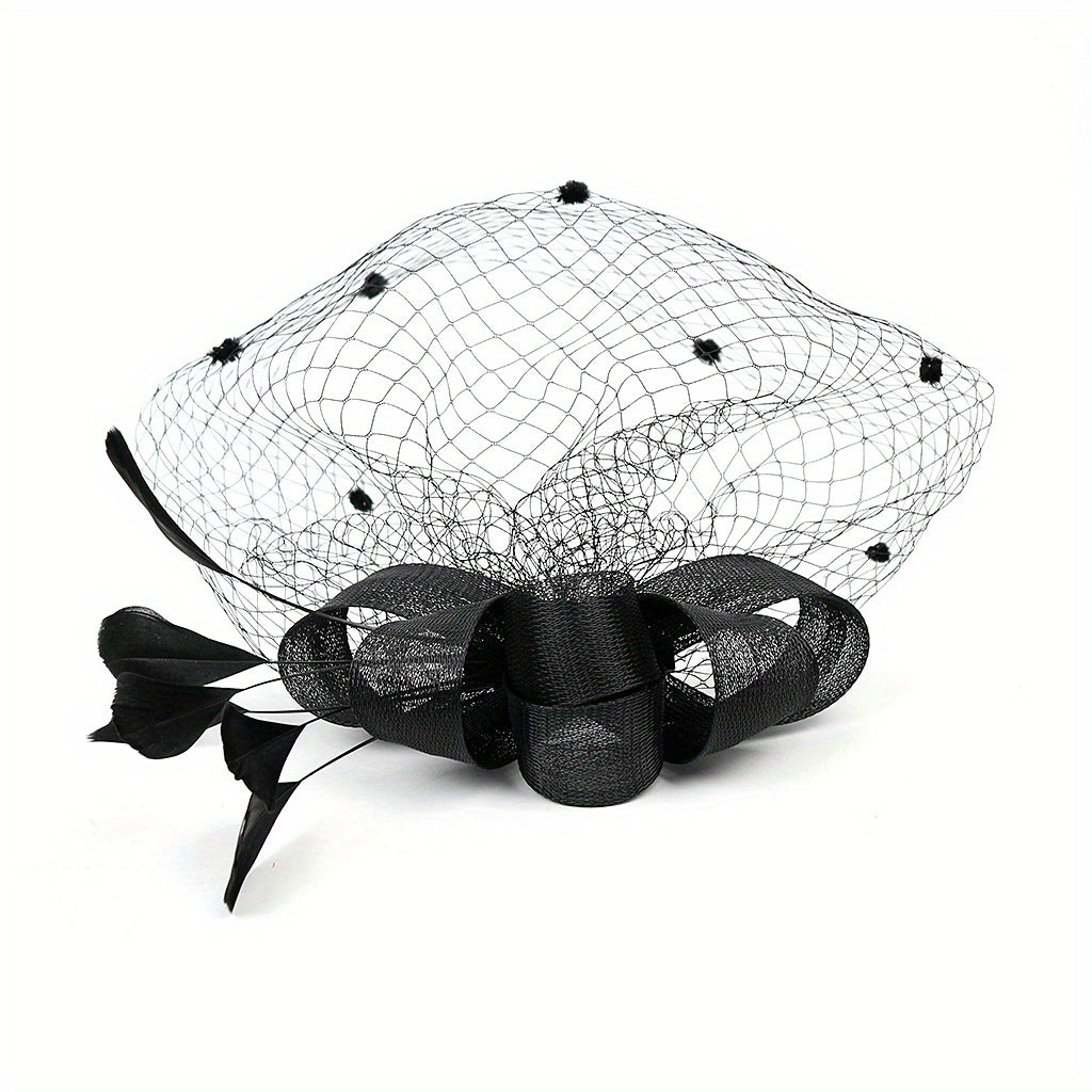 Polka Dot Veil Fascinators Hat Feather Flower Vintage Derby Hat