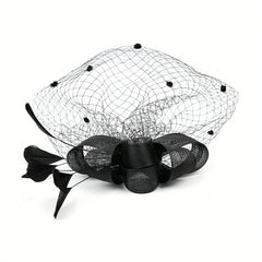 Polka Dot Veil Fascinators Hat Feather Flower Vintage Derby Hat