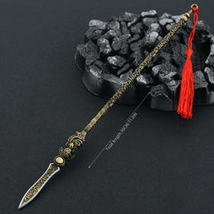Mini Lance Halberd Spear Pendant Key Chain Weapon Model Pendant