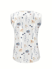 Graphic Print Tank Top V Neck Sleeveless