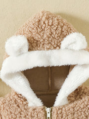 Furry Bear Hooded Baby Jumpsuit with Ears