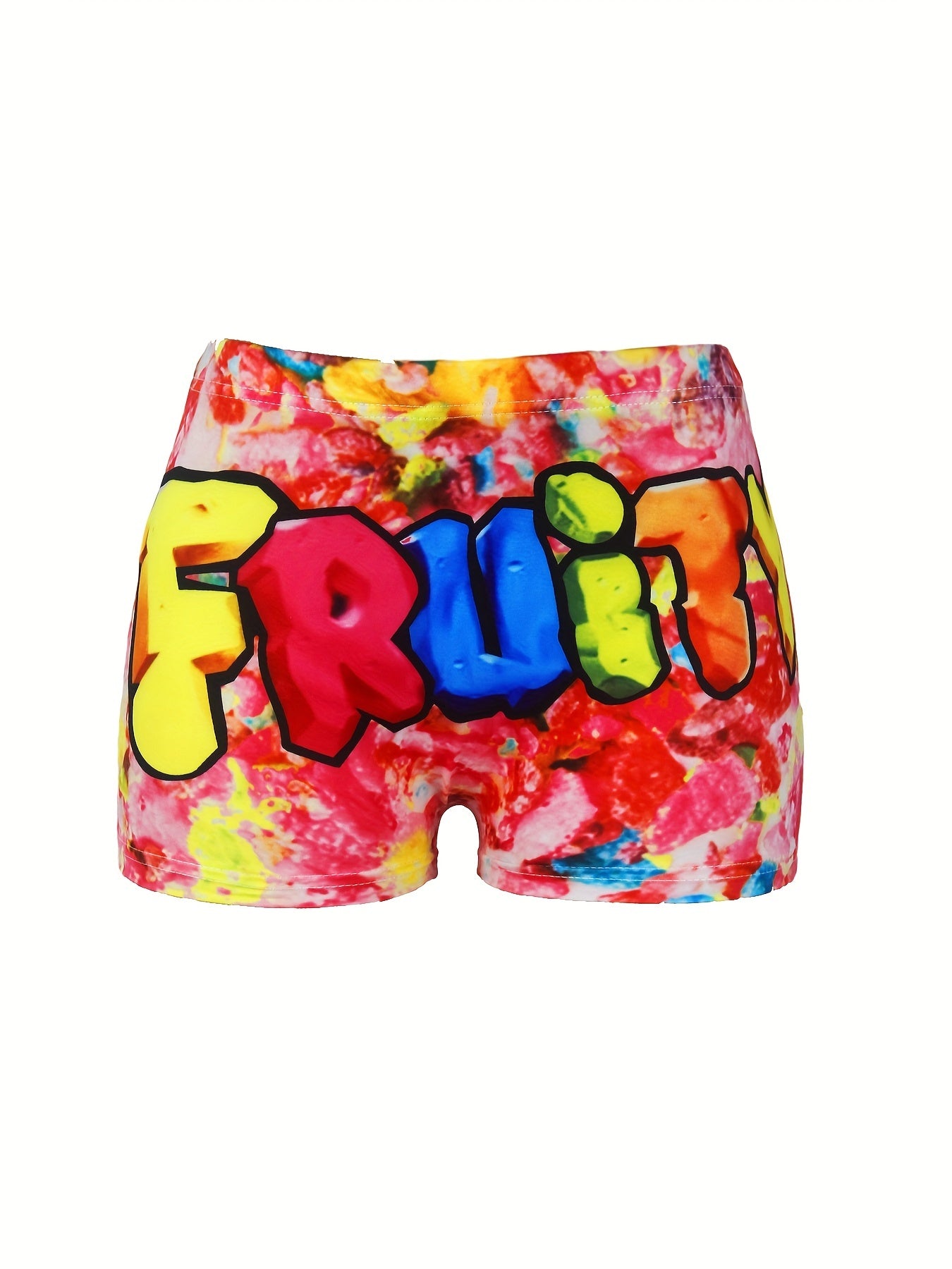 Letter Print Skinny Shorts Casual Yoga Shorts