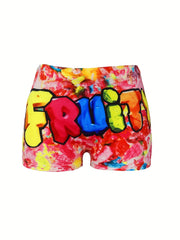 Letter Print Skinny Shorts Casual Yoga Shorts