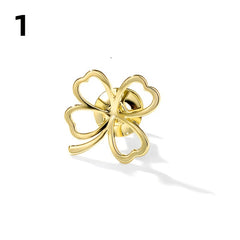 Four Leaf Clover Brooch Metal Lapel Strap Pin Fixed Lucky Clover Bow Knot Pin
