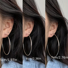 Golden Silvery Circle Earrings Minimalist Jewelry for Girls