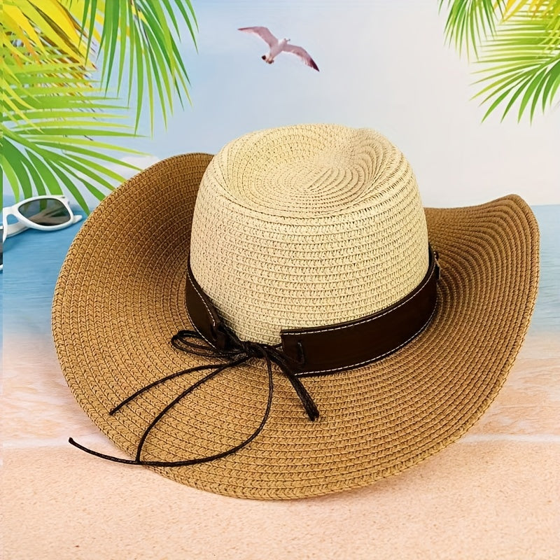 Casual Sunshade Straw Hat for Spring Summer Travel Unisex