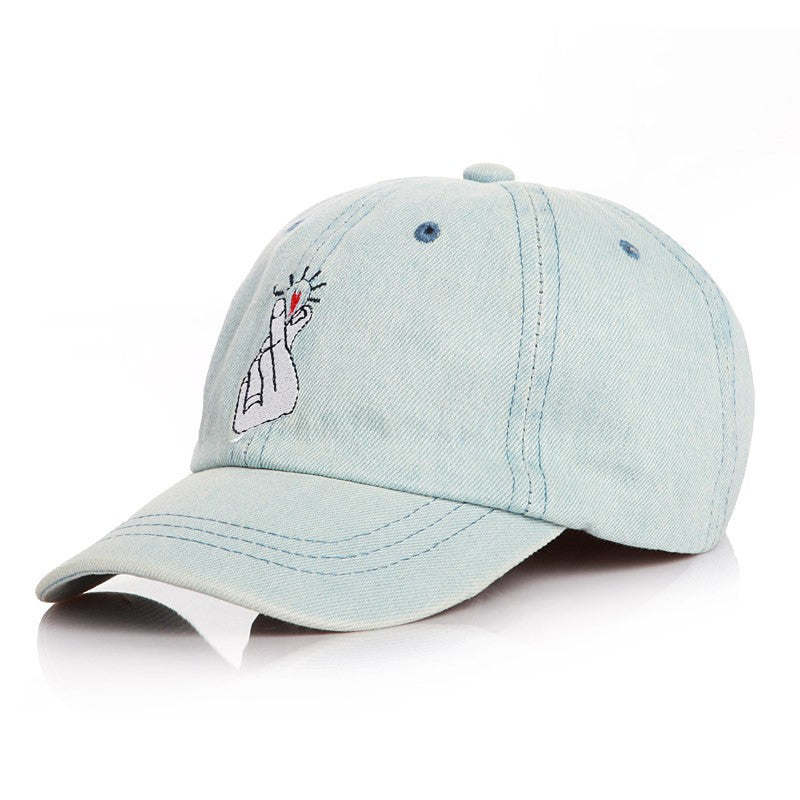 Kids Vintage Washed Embroidery Denim Cap for Sun Protection