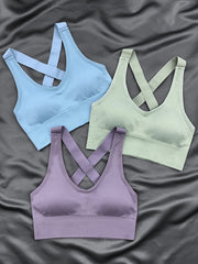 3 Pcs Women's Criss Cross Outerwear Sports Bra Yoga Tank Bra