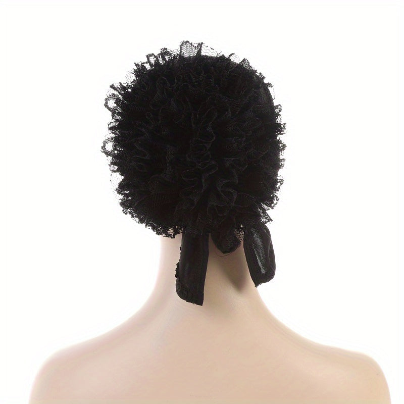 Lace Flower Turban Cap Lace Up Head Wrap Hijab Bonnet Chemo Hats