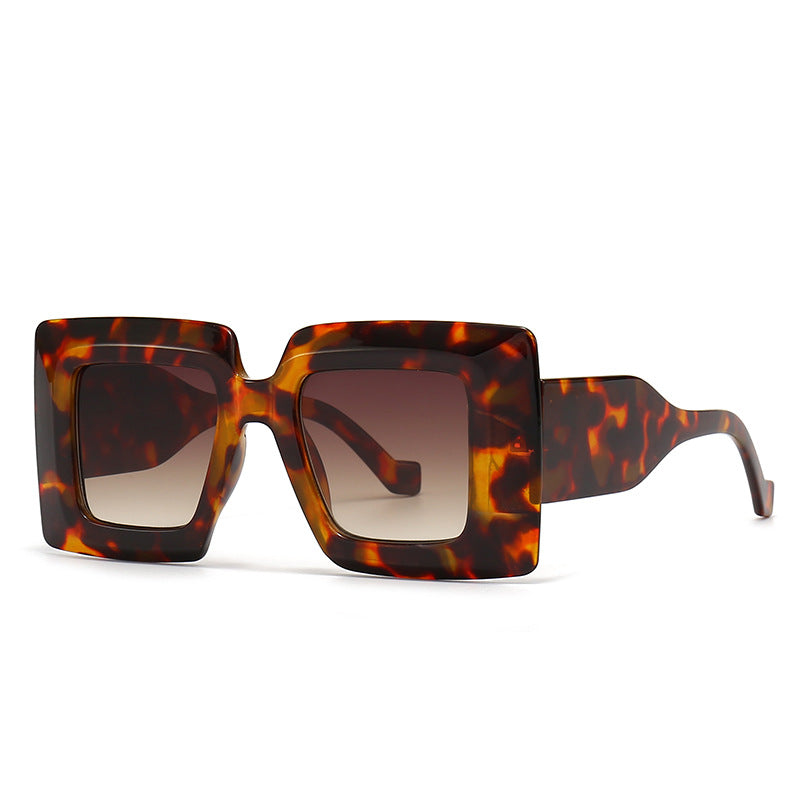 Oversized Square Frame Sunglasses Vintage Flat Top Stripe Shades Eyeglasses