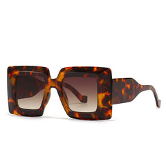Oversized Square Frame Sunglasses Vintage Flat Top Stripe Shades Eyeglasses