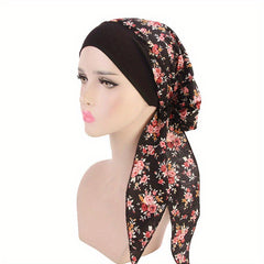 Flower Print Head Wraps Elastic Turban Bonnet Lightweight Head Wraps
