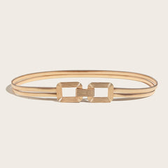 Double Buckle Elastic Belt Women's Thin Waist Seal Metal Cinch Belt