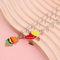 BFF Necklaces Hamburger Fries Matching Necklace For Friends