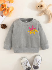 Baby Boys Bear Print Pullover Sweatshirt for Fall Winter