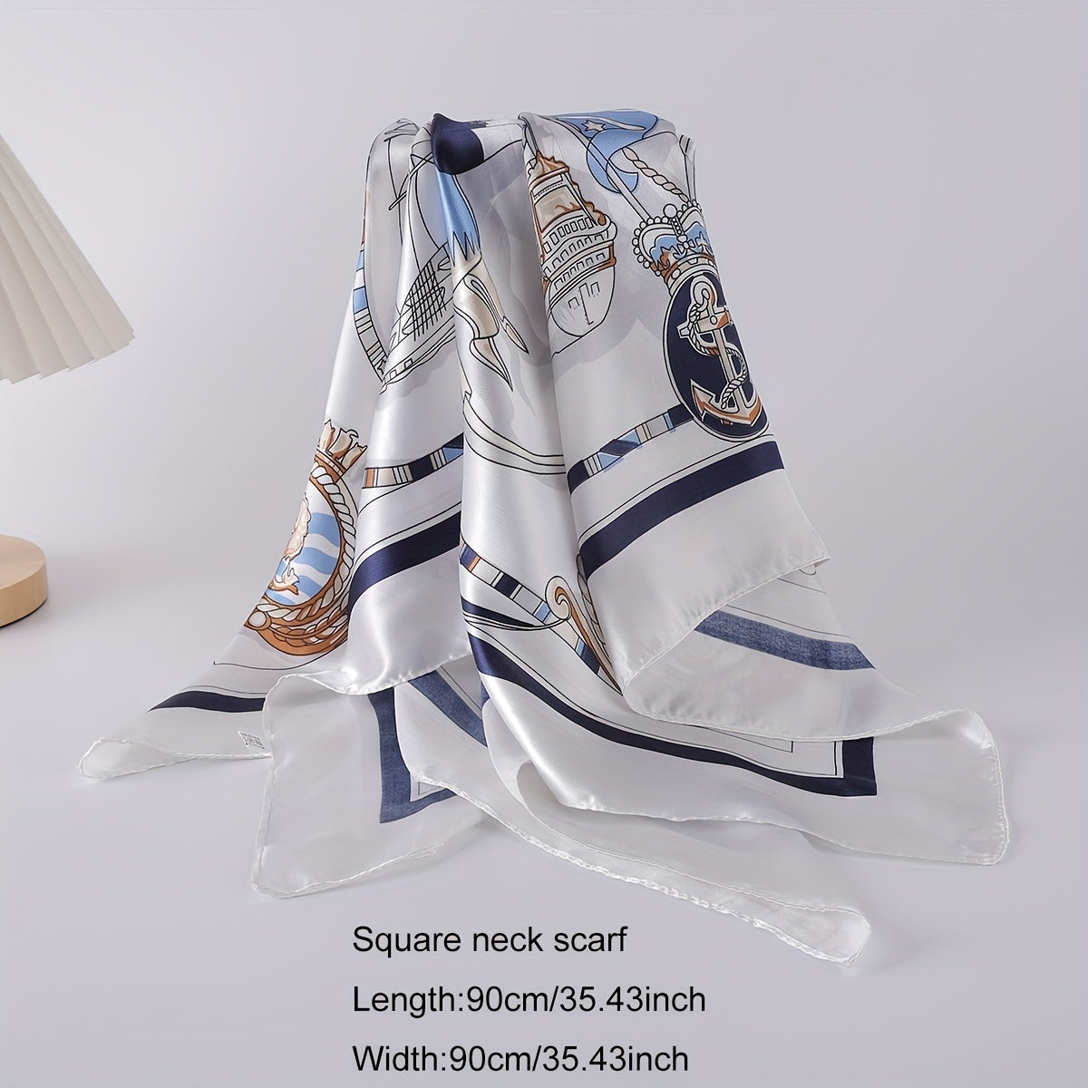 Sailboat Print Bandana Shawl Silk Satin Square Scarf Head Wrap