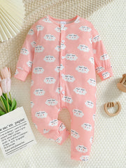 2pcs Baby Girls Clouds Print Bodysuit Set