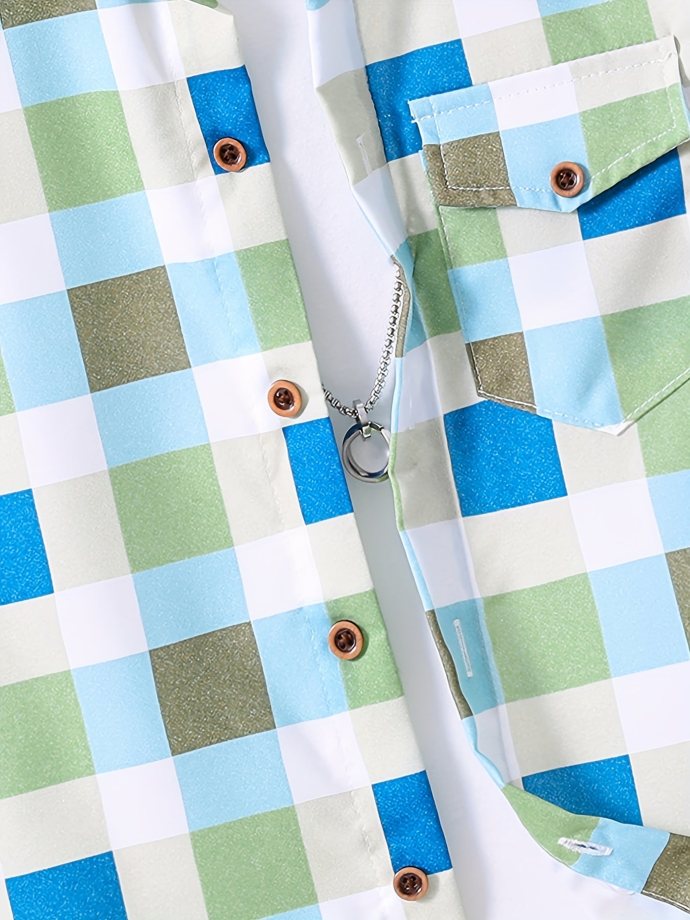Plaid Graphic Print Boys Top Lapel Shirt Summer Outdoor
