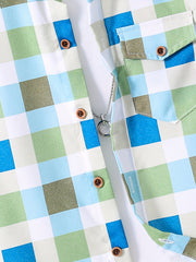 Plaid Graphic Print Boys Top Lapel Shirt Summer Outdoor